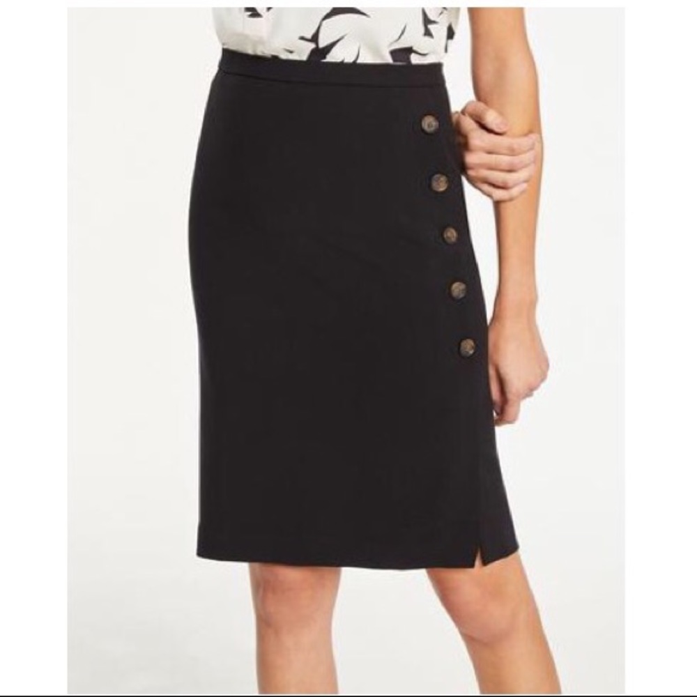 Ann Taylor Doubleweave Side Button Trim Skirt